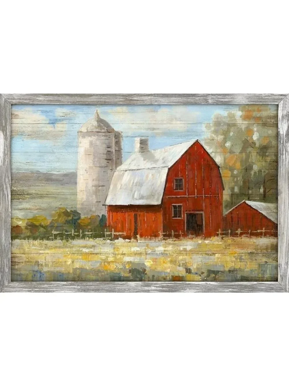 Rustic Red Barn Wall Art Decor | Farmhouse Wooden Picture | Country Landscape